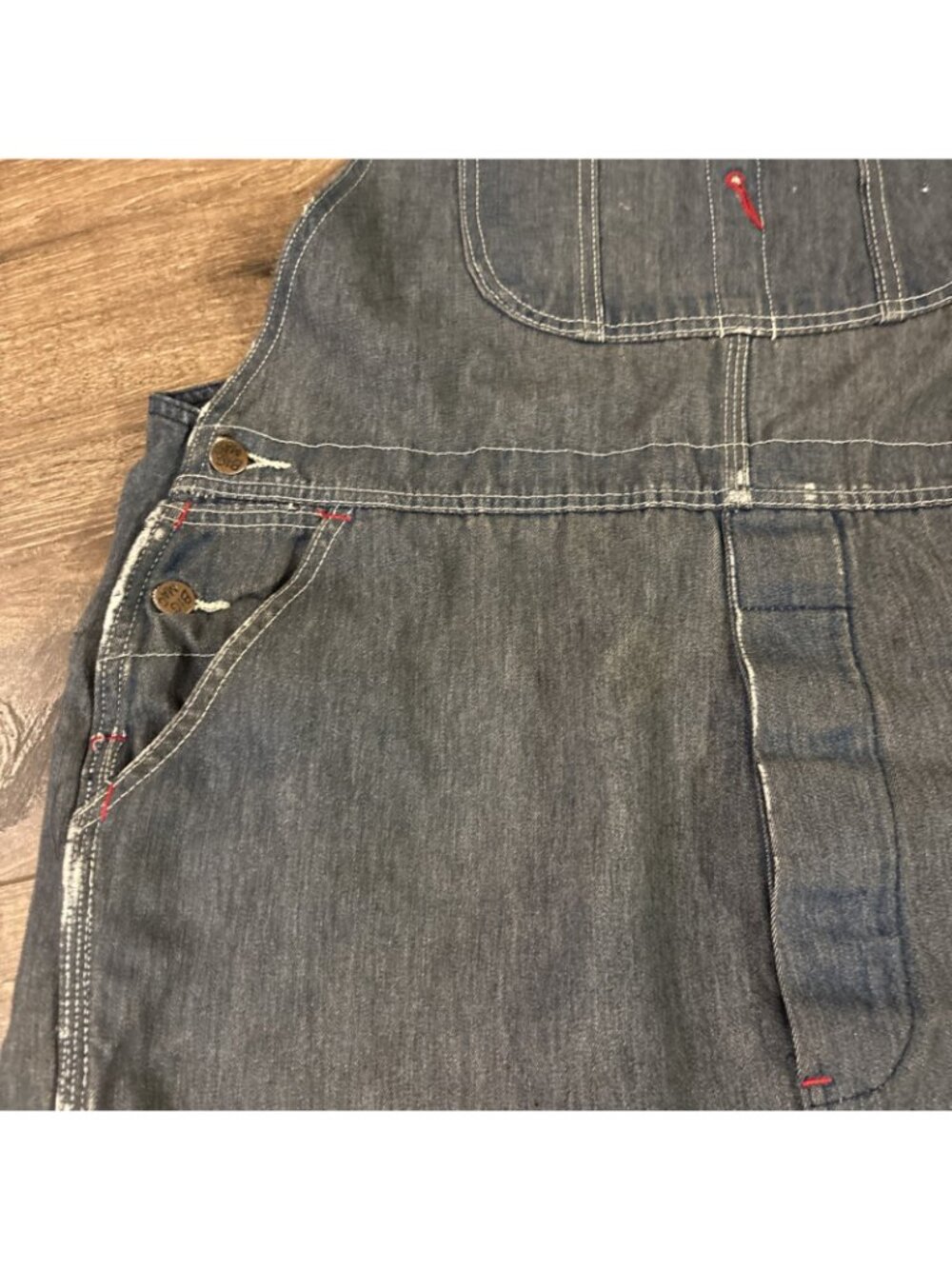 Vintage Big Mac Denim Overalls JC Penney Square Back Gray Blue Cotton Grunge - Picture 5 of 10